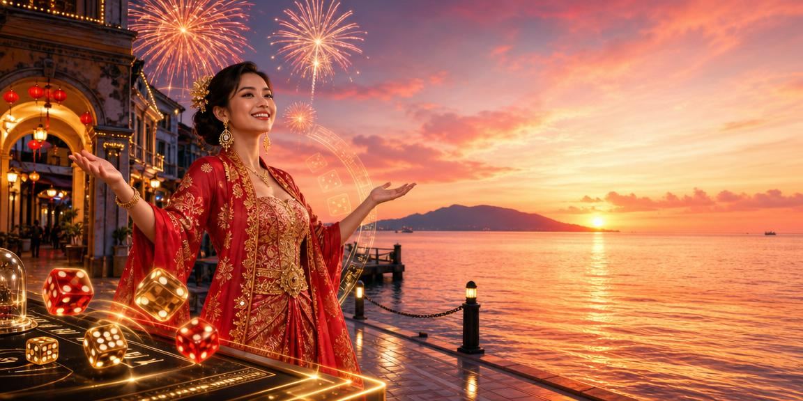 Permainan dadu kasino bergaya Malaysia di Kota Kinabalu malam hari